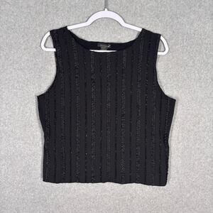 T & Company Tank XL Glitter Ruffle‎ Textured Metallic Striped Cami 90s Coquette